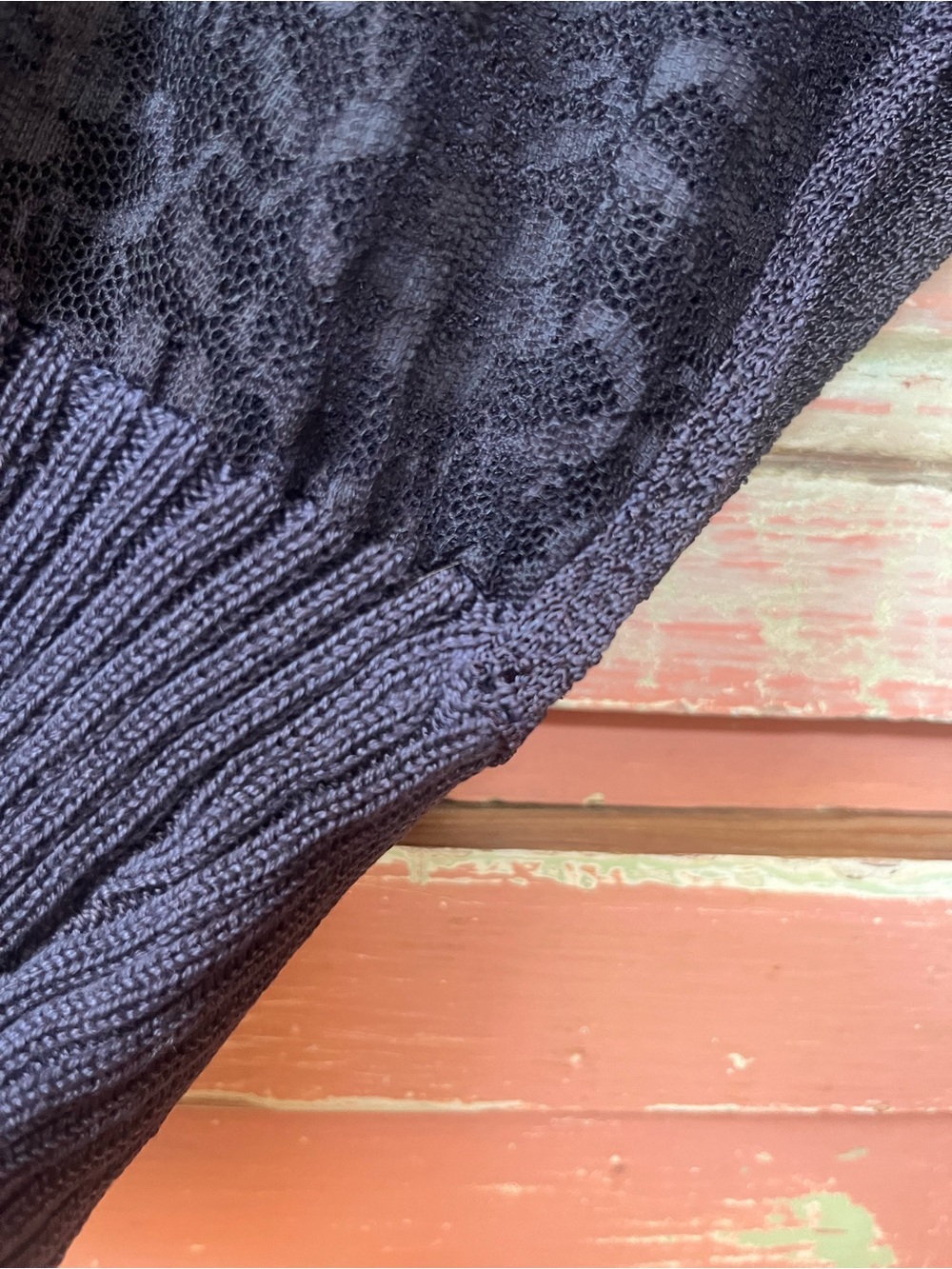 Antique Vintage 30s 40s Art Deco Knit Lace Navy Cotton Blouse Top S/M - Picture 9 of 13
